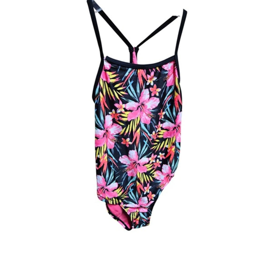Hurley Kids Girl's Swimsuit Swim One Piece‎ Fuchsia Black Size 7/8 (6-10 Yrs)